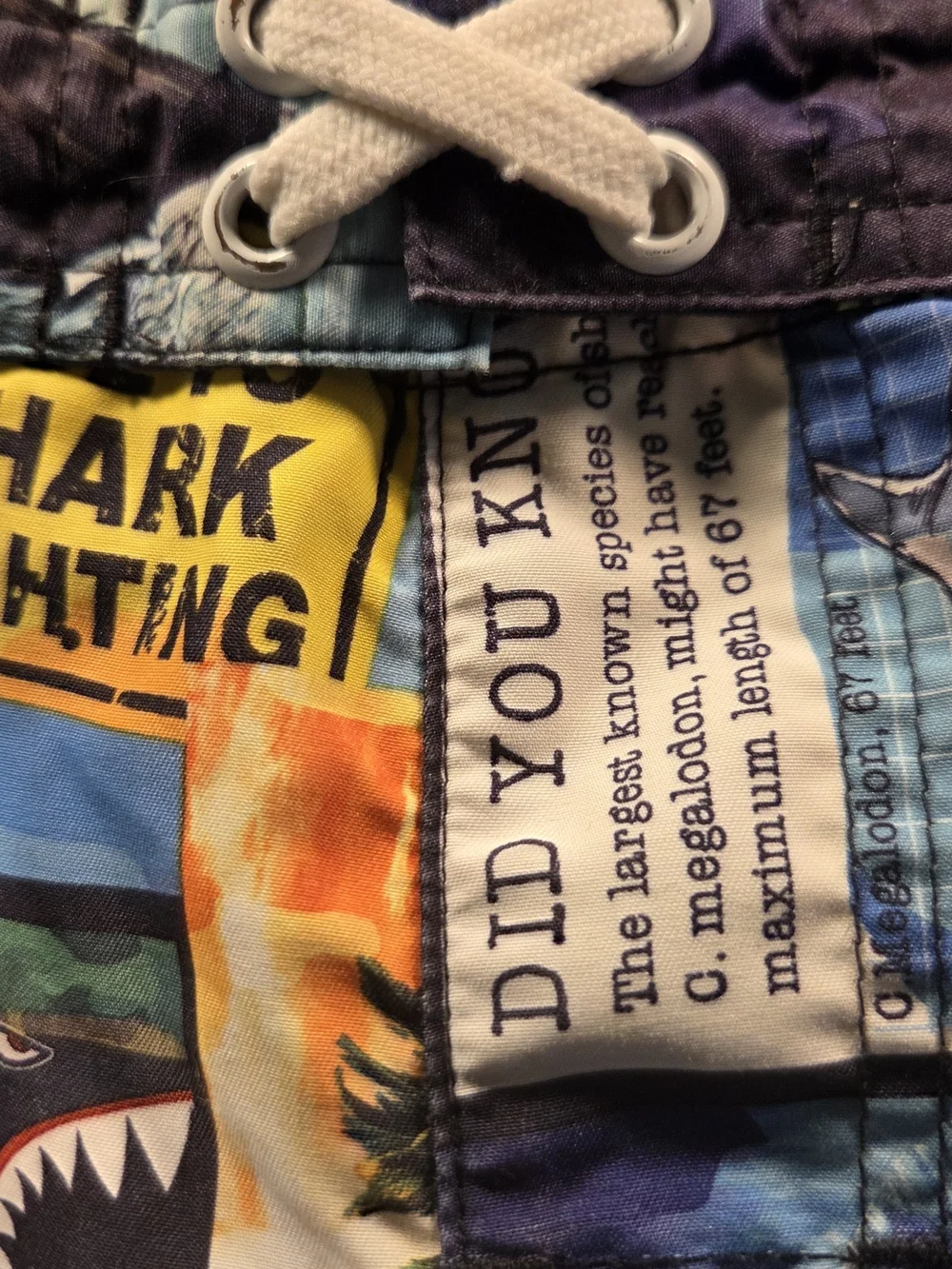 OP Boys 6-7 Blue Multi Shark Print Swim Trunks